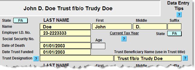 Trust uwo Trust fbo Result: Trust uwo John D. Doe Result: Trust fbo John D.