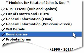 2.04 BENEFICIARIES Beneficiaries may be added, edited and deleted from one of several data entry screens. Regardless of the screen used, the information is stored in a beneficiary database.