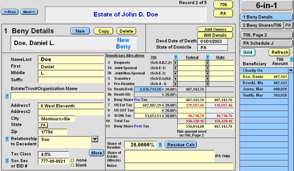 2.04.01 Entering Beneficiary Information: Beny Details Beneficiary information such as name, address, relationship, etc. is entered on the screen named 1 Beny Details (pictured below).