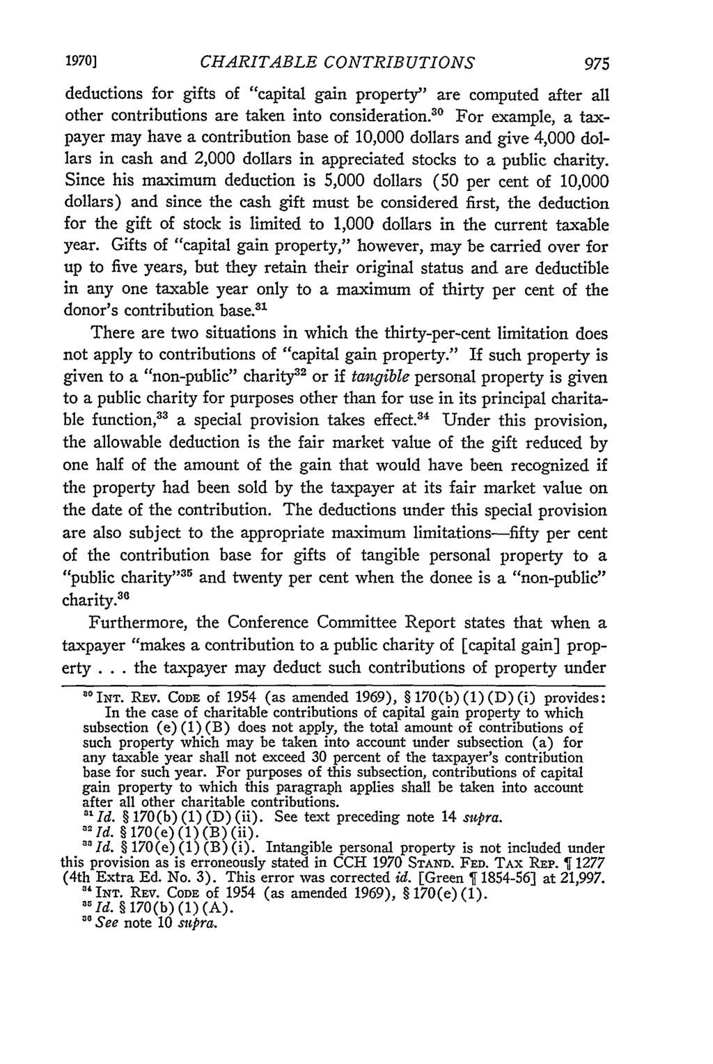 1970] CHARITABLE CONTRIBUTIONS deductions for gifts of "capital gain property" are computed after all other contributions are taken into consideration.