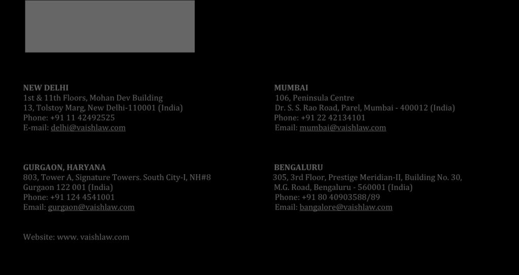 NEW DELHI MUMBAI 1st & 11th Floors, Mohan Dev Building 106, Peninsula Centre 13, Tolstoy Marg, New Delhi-110001 (India) Dr. S.