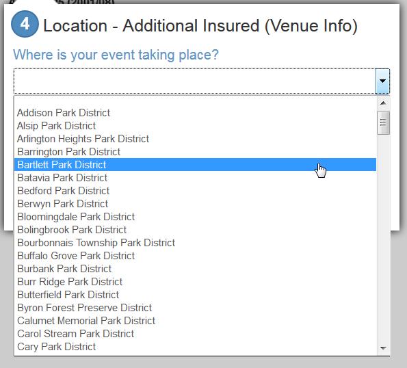 13. Location Additional Insured Event Helper makes it easy to select the correct location for your event.