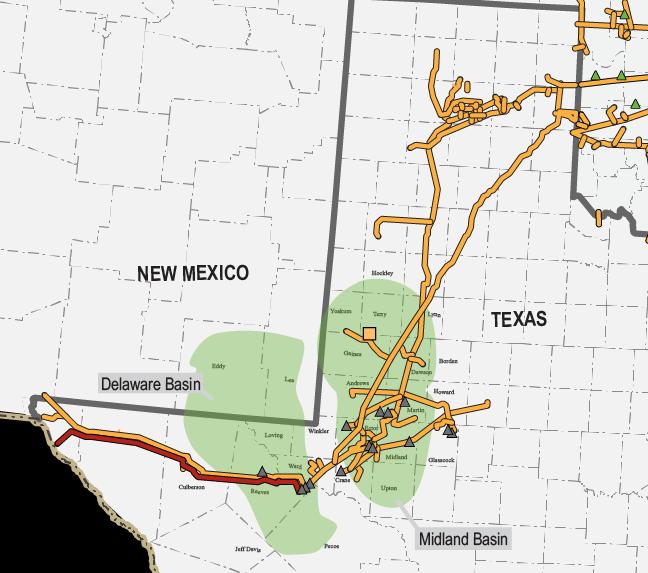 PERMIAN BASIN PROVIDING CONNECTIVITY Natural Gas Pipelines Connected to more than 25 natural gas processing plants serving the Permian Basin with a total capacity of 1.