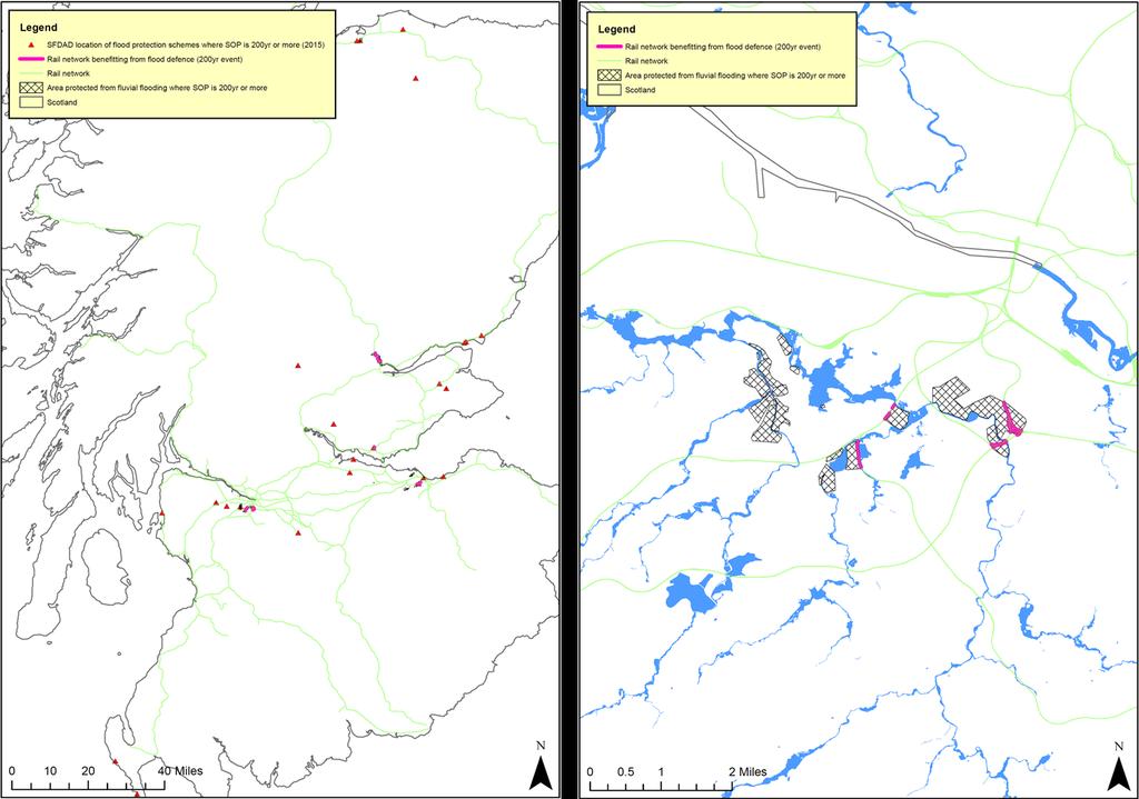 Note: The Figure is based on data from SFDAD 3 for 2015. The length of the rail network benefitting from flood protection measures for a 0.5% probability (1:200 year) fluvial flood event is 11.