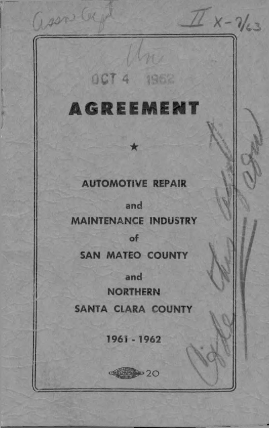 AGREEMENT AUTOMOTIVE REPAIR and MAINTENANCE