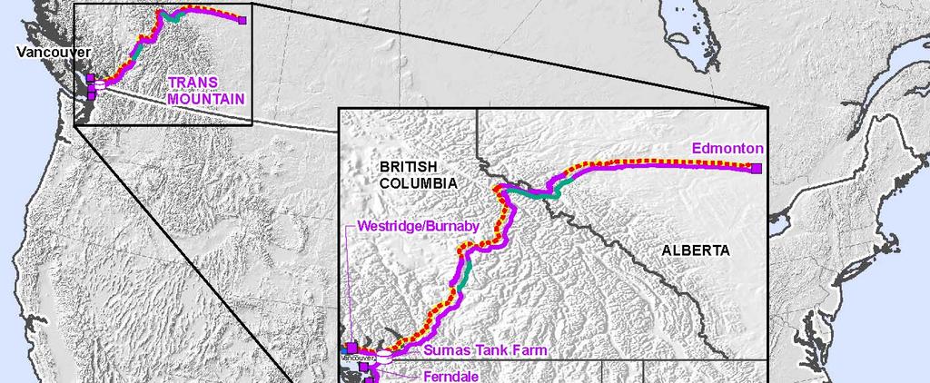 Kinder Morgan Canada Segment Outlook Sole oil pipeline from Oilsands to West Coast / export markets Project Backlog: $5.