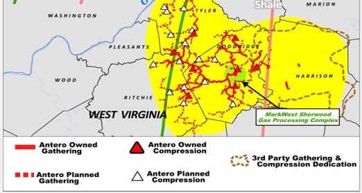 Additional stacked pay potential with dedication on ~147,000 acres of Utica deep rights underlying the Marcellus in WV and PA 100% fixed