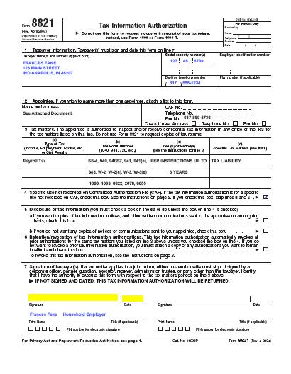 IRS FORM 8821 Tax Information Authorization This form allows PPL to discuss your employer withholding account with the IRS related to your tax account.