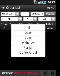 e. Select status of orders f. Then, click the button to view data 1.13.