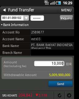 Fund Transfer screen is provides for making fund transfer to the bank with following these step: a. Select the account that you want to transfer and enter PIN. b. Click Inquire button. c.