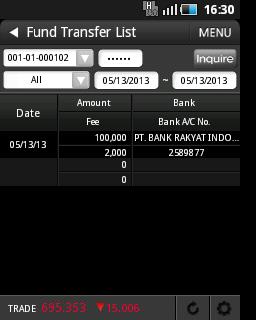 Fund Transfer List screen is provides to view fund transfer list based on range date.