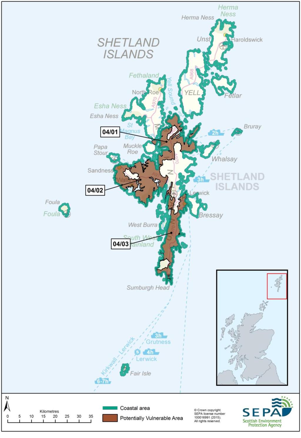 Figure 1: The Shetland Islands coastal area and