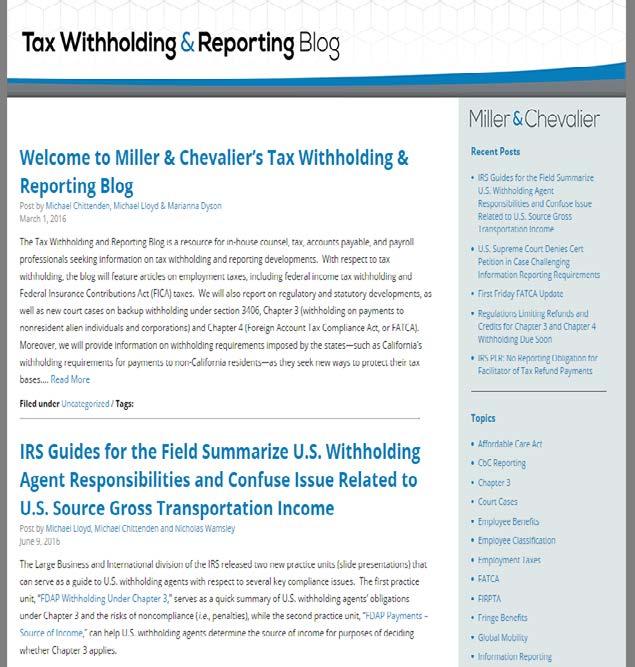 Miller & Chevalier s New Tax Withholding & Reporting Blog: TWRBlog.com www.twrblog.