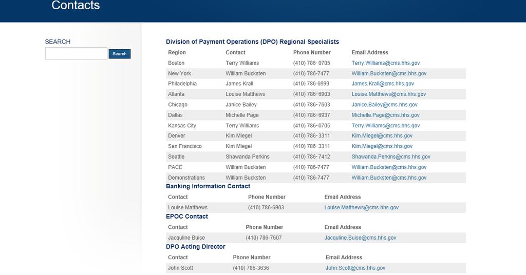 PREMIUM WITHHOLD REPORT 2.5.3 PWSOPS Contacts Page In addition to library resources, the portal provides a quick link to key CMS contact personnel.