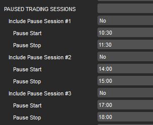 Include Session #1 Include the paused trading session #1, no trades will open between the start and end times specified below.