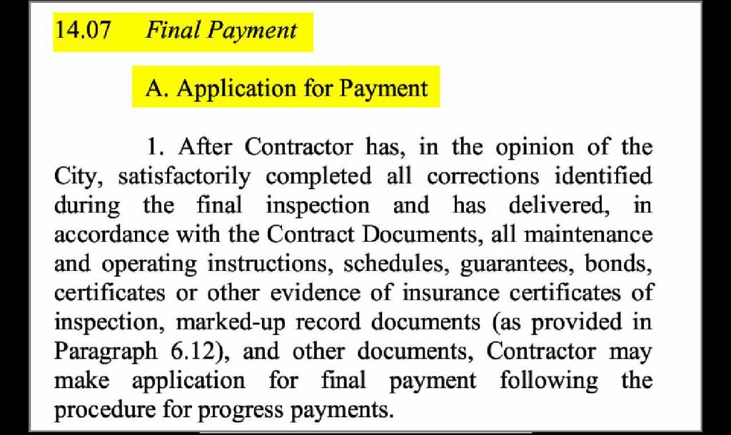 GENERAL CONDITIONS ARTICLE 14 PAYMENTS TO