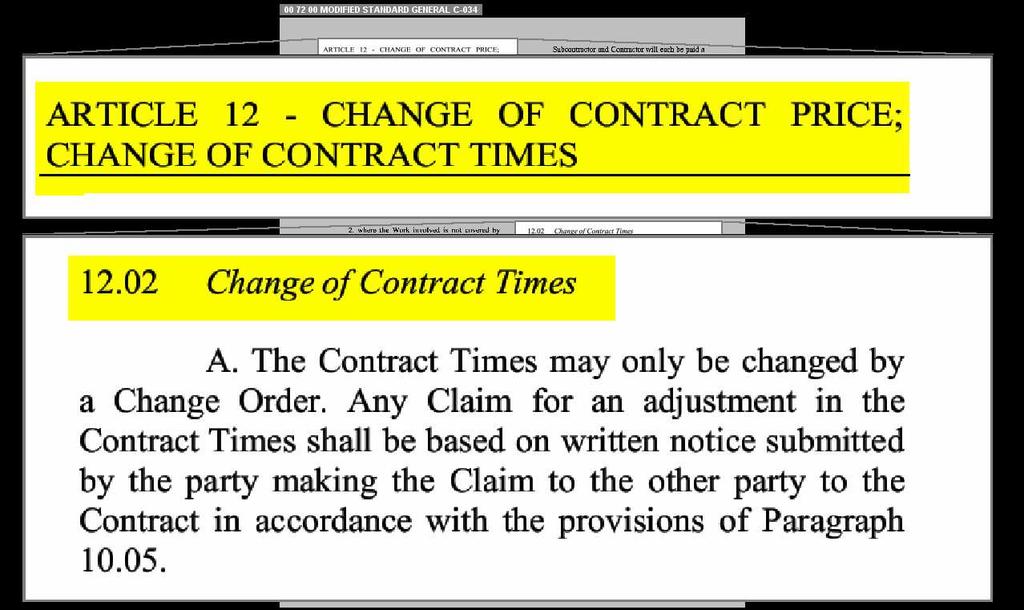 GENERAL CONDITIONS ARTICLE 12 CHANGE OF