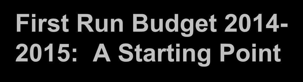 First Run Budget 2014-2015: A Starting