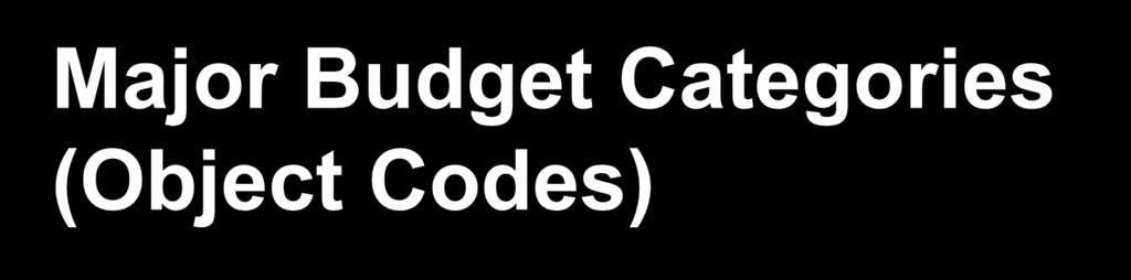 Major Budget Categories (Object Codes) Benefits and Salaries Debt Service