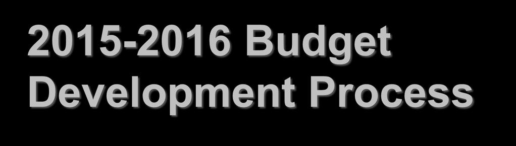2015-2016 Budget Development