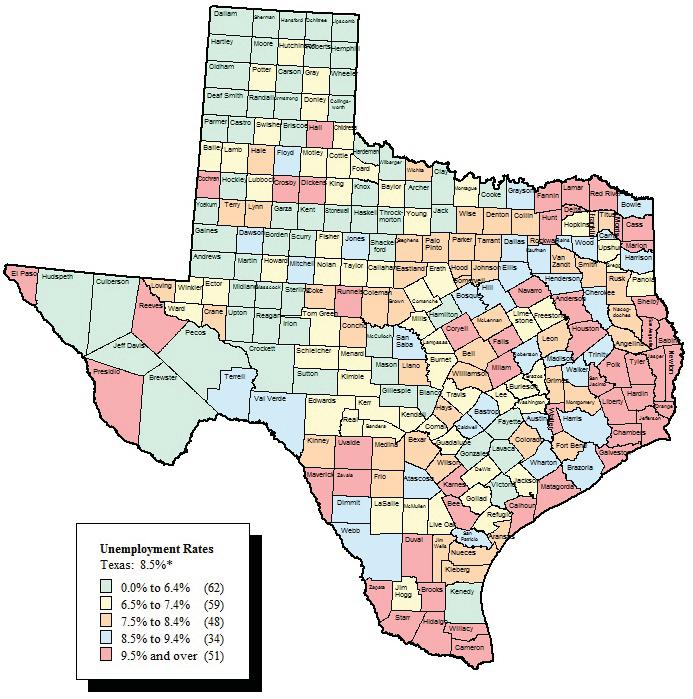 INDICATORS Texas Unemployment Rate Actual (Not Seasonally Adjusted) Seasonally Adjusted AUG 2011 8.5% AUG 2011 8.5% JUL 2011 8.7% JUL 2011 8.4% AUG 2010 8.3% AUG 2010 8.2% U.S. Unemployment Rate Actual (Not Seasonally Adjusted) Seasonally Adjusted AUG 2011 9.