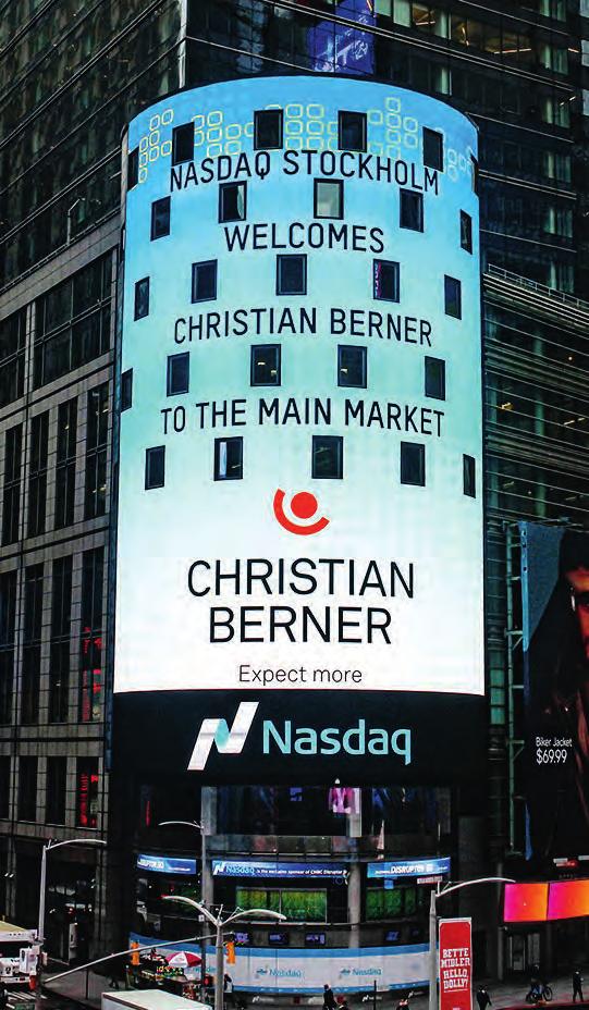 SHARE DATA Change of listing marked 2017 During the year, Christian Berner Tech Trade carried out a listing change to Nasdaq Stockholm s main list.