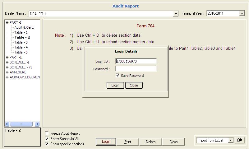 Audit Report E-filing : -> E-filing procedure for this is same as for return -> After e-file is successfully generated without any errors -> click on login -> Give your system access password ->