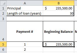 5. Select all the cells above (payment # through # years of loan @ current adjusted rate) again, then