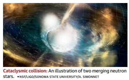 Page-10- Observations conform neutron star merger Indian scientists play a signifi cant role in source modelling The announcement of the neutron star merger, detected on August 17 by the LIGO-VIRGO
