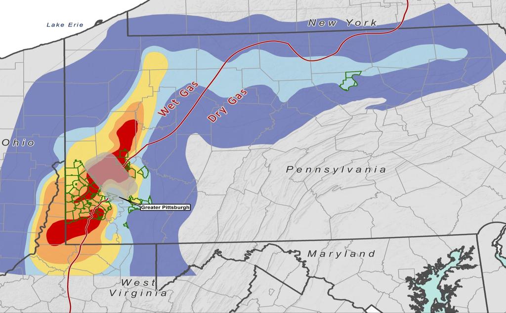 Gas In Place (GIP) Upper Devonian Shale The greatest GIP in the Upper Devonian is found in SW PA A significant portion of the GIP in the Upper Devonian is located in