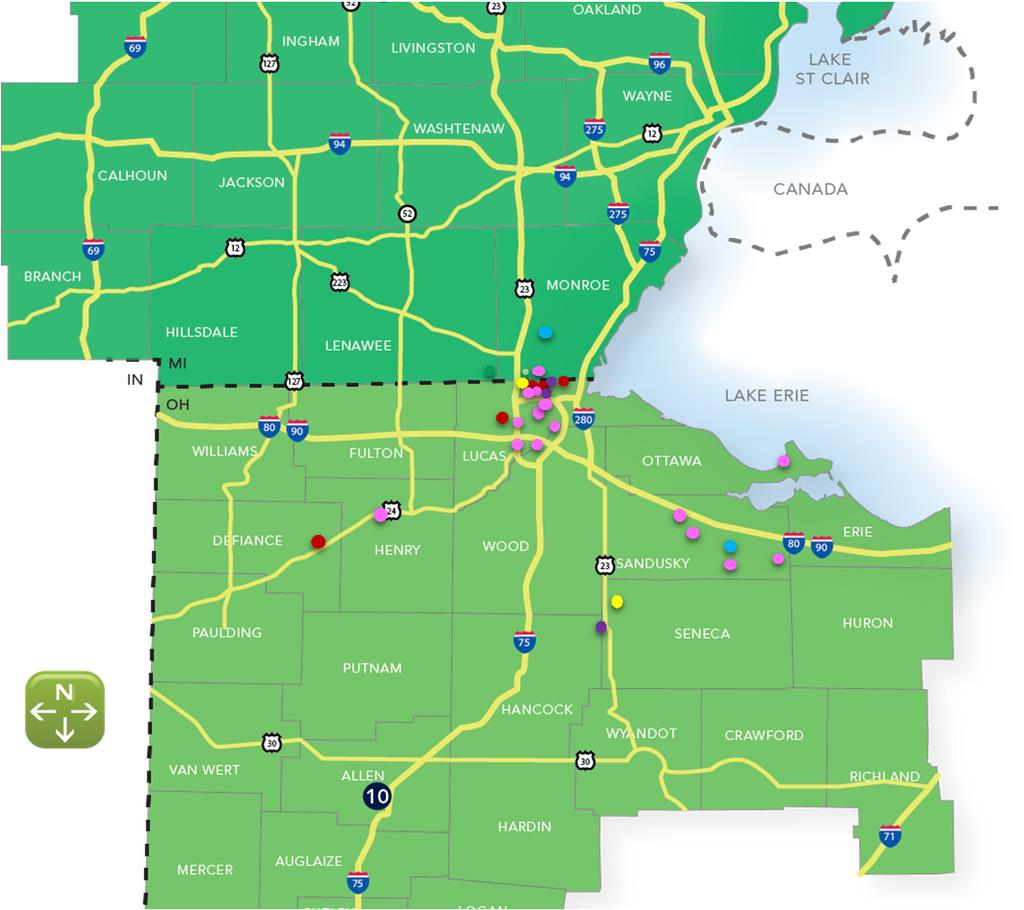 Service Area is headquartered in Toledo, Ohio, and serves a 27 county area in northwest Ohio and southeast