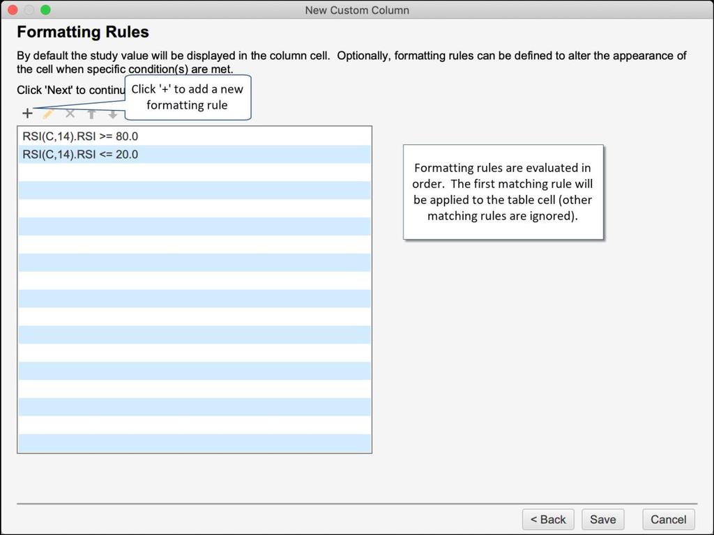 Formatting rules can have multiple conditions. The rule is applicable only if all of the conditions are met. There are several formatting options: 1. Align Text alignment (Left, Middle, Right). 2.