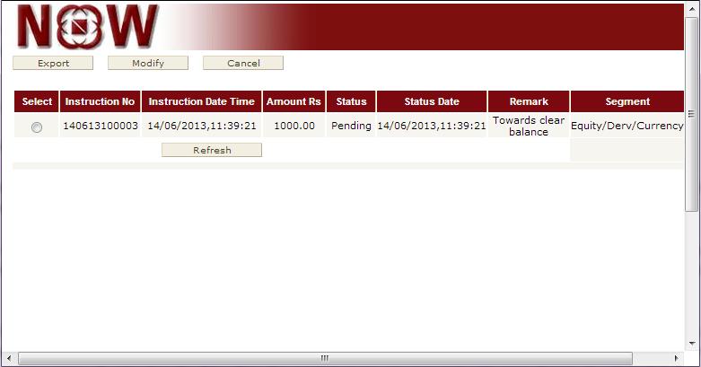 status reflects as pending Click on Cancel to cancel payout requests of the day whose