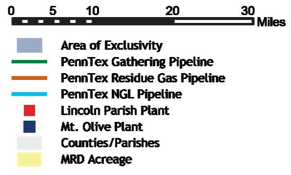 PTXP Asset Overview Phase I Assets (In-Service May 2015) Phase II Assets (Commissioning mid-september 2015) Lincoln Parish Plant: 200 MMcf/d cryogenic processing plant PennTex Gathering