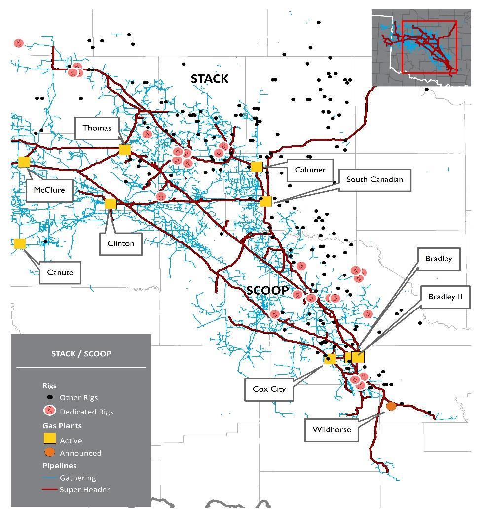 SCOOP & STACK Driving Anadarko Basin Growth Overview Enable s SCOOP and STACK assets provide significant scale and operating leverage Anadarko Gathered & Processed Volumes Gathered Volumes (TBtu/d)