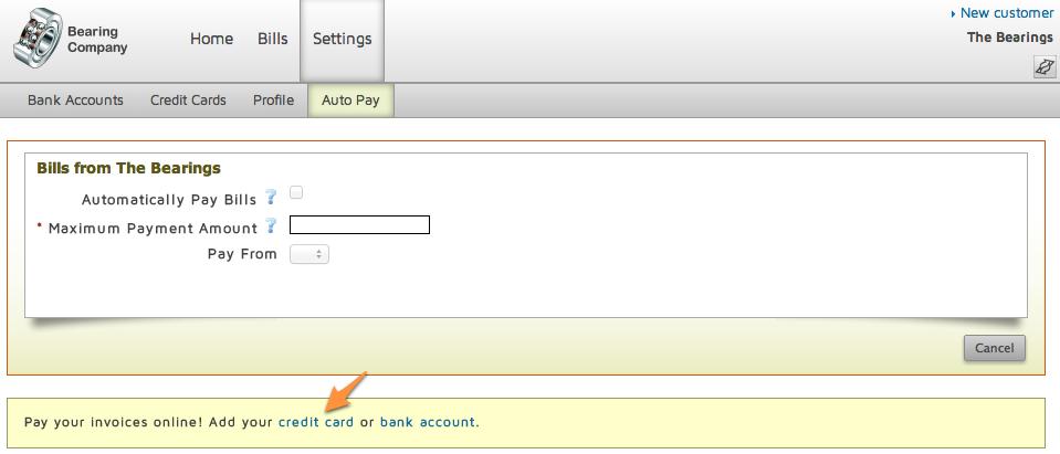 Auto Pay with Credit Card Customers can add a