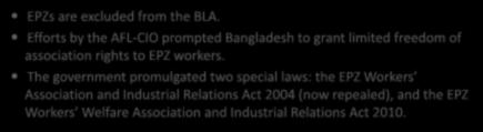 Efforts by the AFL-CIO prompted Bangladesh to