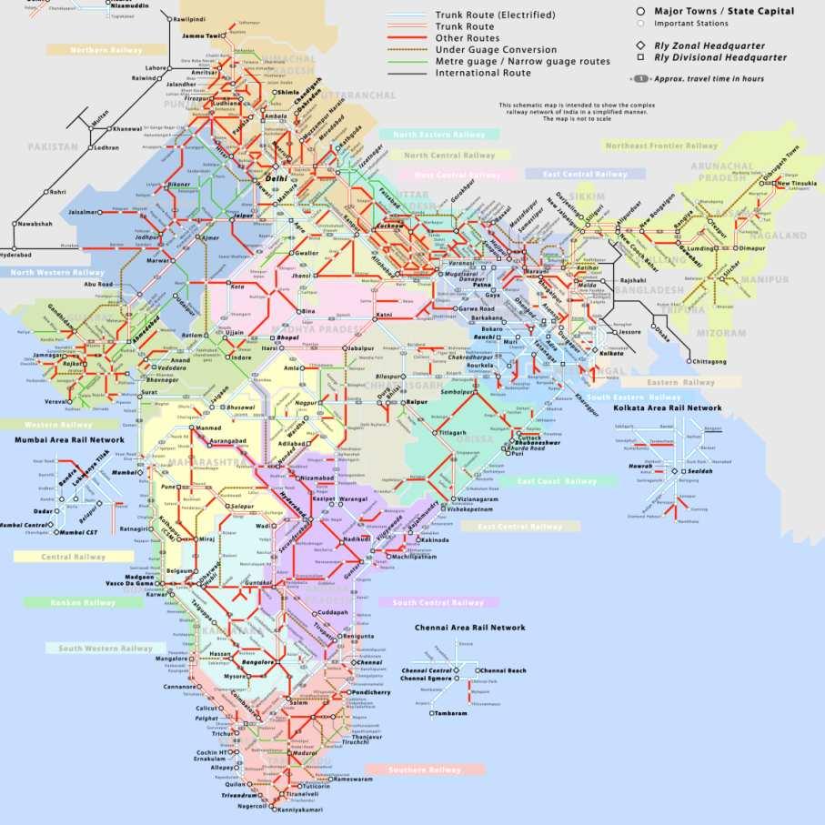 MAP OF THE INDIAN RAILWAY NETWORK A substantial installed base in 2012 Almost 10,000 locomotives 300,000 cars (freight + passengers) Analysis of railway cars market