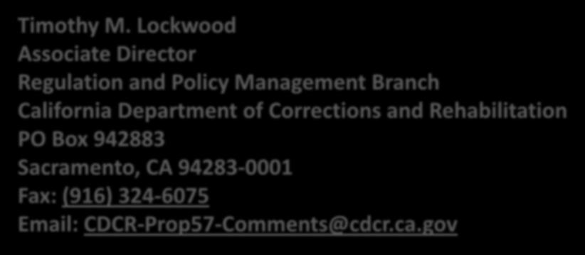 Management Branch California Department of Corrections