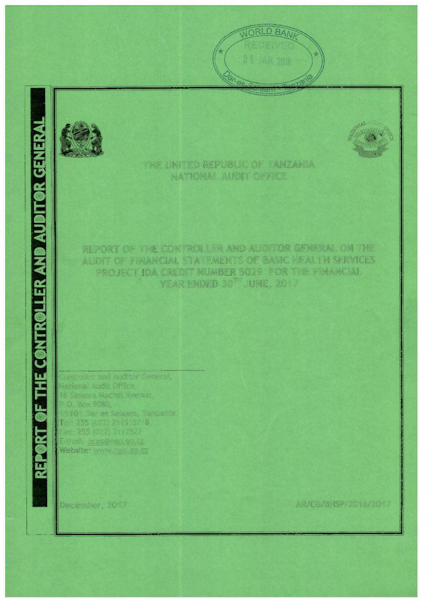Public Disclosure Authorized Public Disclosure Authorized I j THE UNITED REPUBLIC OF TANZANIA NATIONAL
