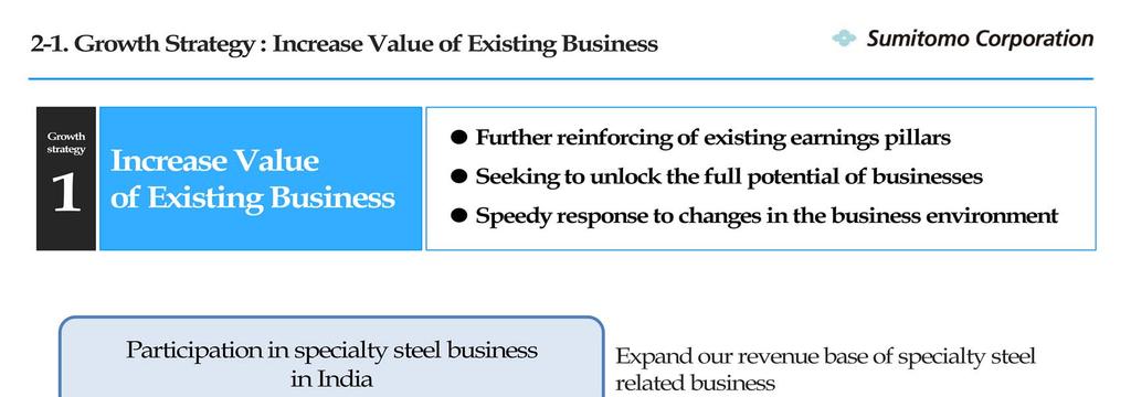 <Increase value of existing business> In each business unit, we will focus upon making our revenue pillars even thicker, and while simultaneously seeking to tap into each business s potential to the