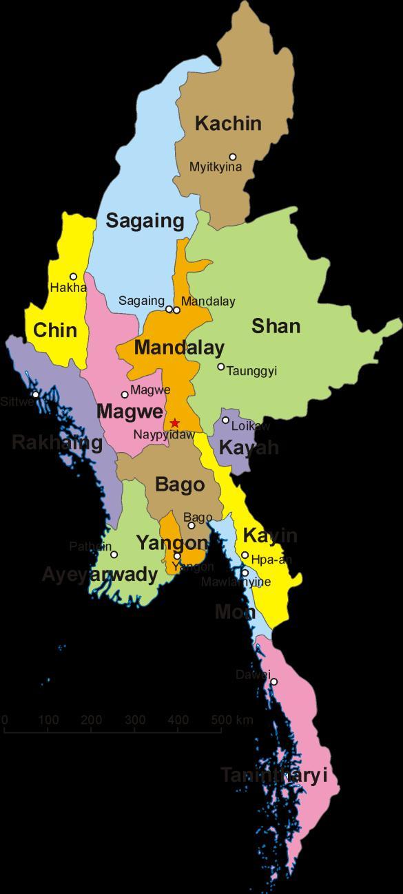 BACKGROUND (I) Myanmar s rapid transformation Democracy: Thein Sein s reforms since 2011, NLD in power since 2016 Peace: Nationwide Ceasefire Agreement (2015) but important groups still out; active