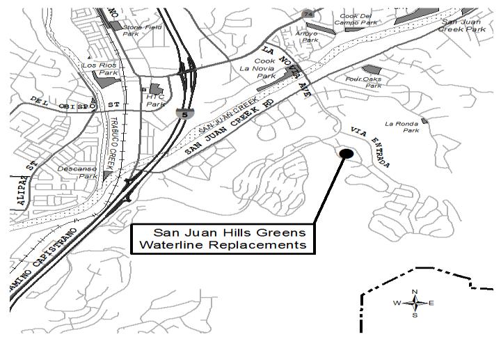 San Juan Hills Waterline Replacement, CIP 10803 Vicinity Map Project Schedule Design completion by spring/summer of