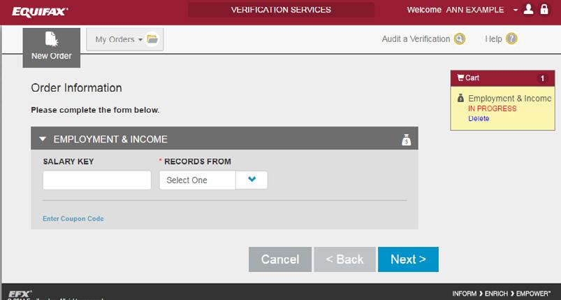 " Salary Key should be provided by the employee/ applicant and may be required to receive income information. Click "Next.