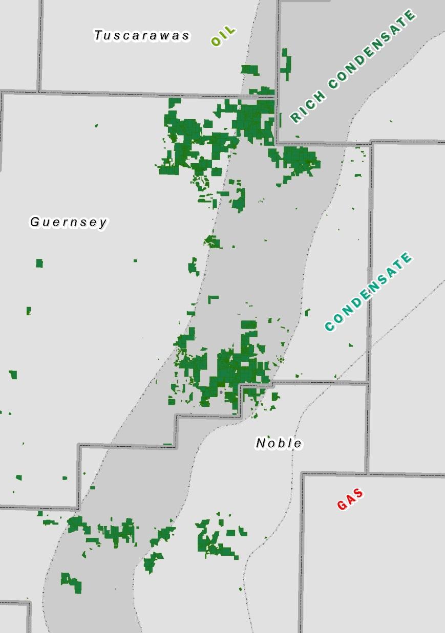 Utica Shale High-Rate, Rich-Condensate Focus Area 19 Acreage focused on the condensate window Production from operated wells confirms quality of rich condensate window acreage Minimizing spending in