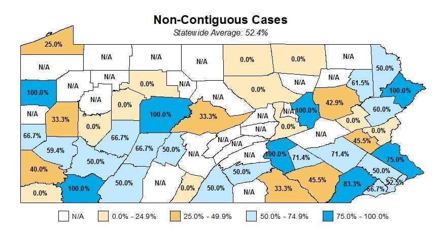 Geographic Comparison of Cases Closed Due to Review The maps below illustrate the percentage of Cases Closed Due to