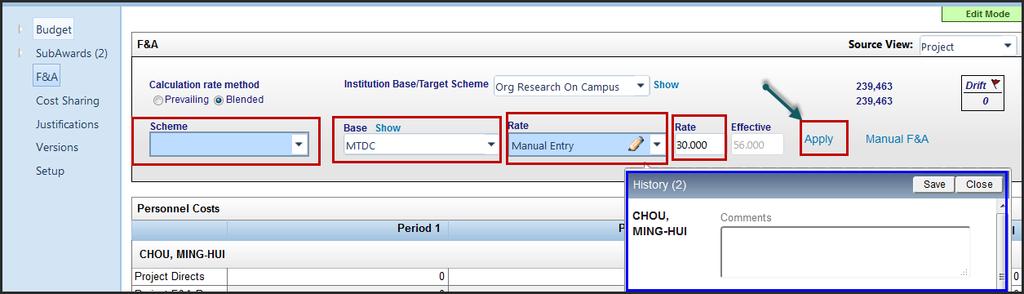 Scheme: leave it as Blank Base: select MTDC Scheme Rate: select Manual Entry (click on the