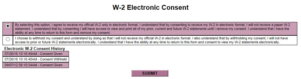 W-2 Electronic Consent CFCC allows all employees to receive their end of the year tax form, W-2, electronically.