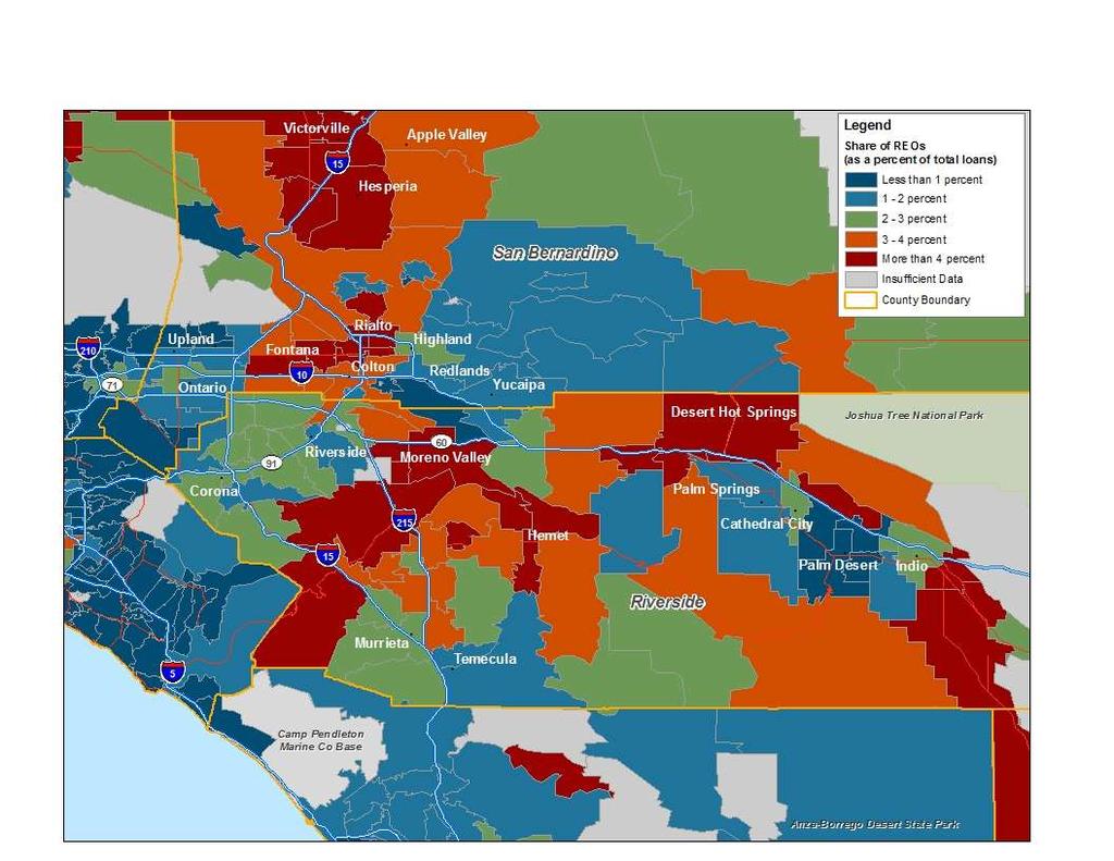 Inland Empire Regional Data Maps Concentration of REO Properties February
