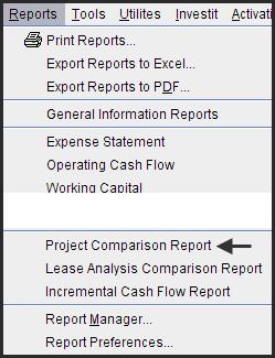 DECIDING BETWEEN SUPPLIER A or SUPPLIER B To decide between the two options use the; a) The Project Comparison Report and b) The Incremental Cash Flow Report Project Comparison Report Up to four
